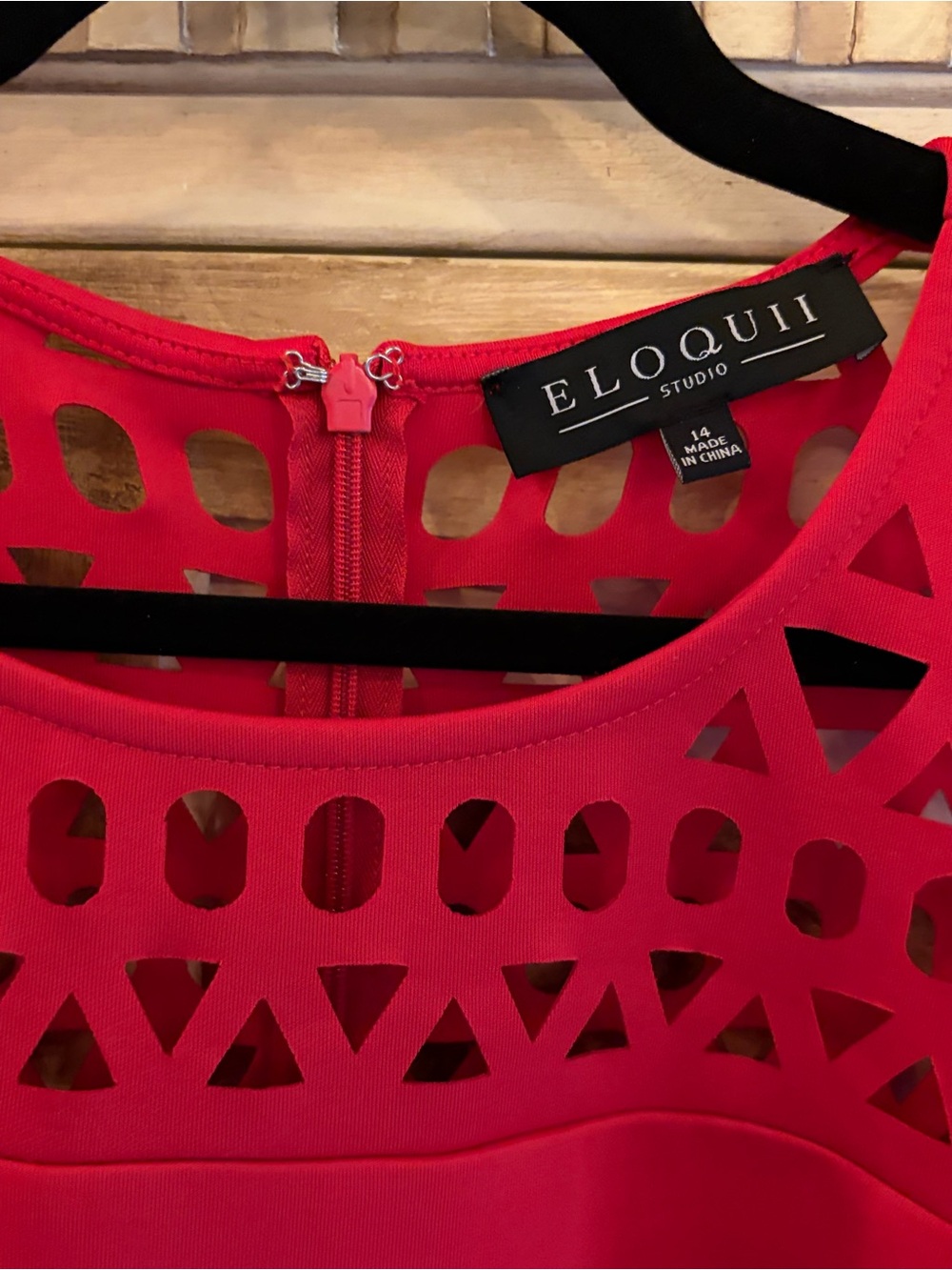 Eloquii Red Sleeveless Laser-Cut Evening Dress - Picture 5 of 6